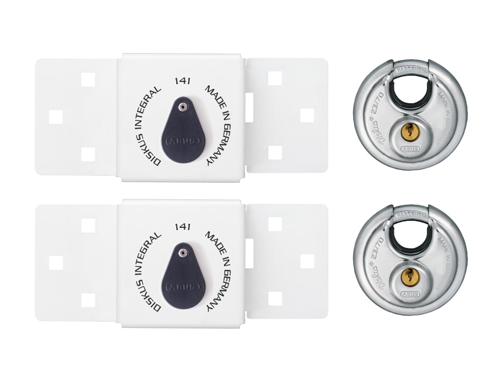 141/200 Diskus® Integral Van Lock White & 26/70mm Diskus® Padlock Twin Pack