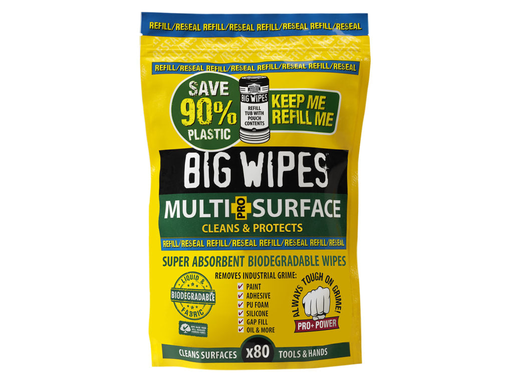 Big Wipes Multi-Surface PRO+ Bio Wipes Refill Pouch of 80