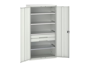 Verso Kitted Cupboard 4 Shelf + 2 Drawer 1050 x 2000mm Light Grey