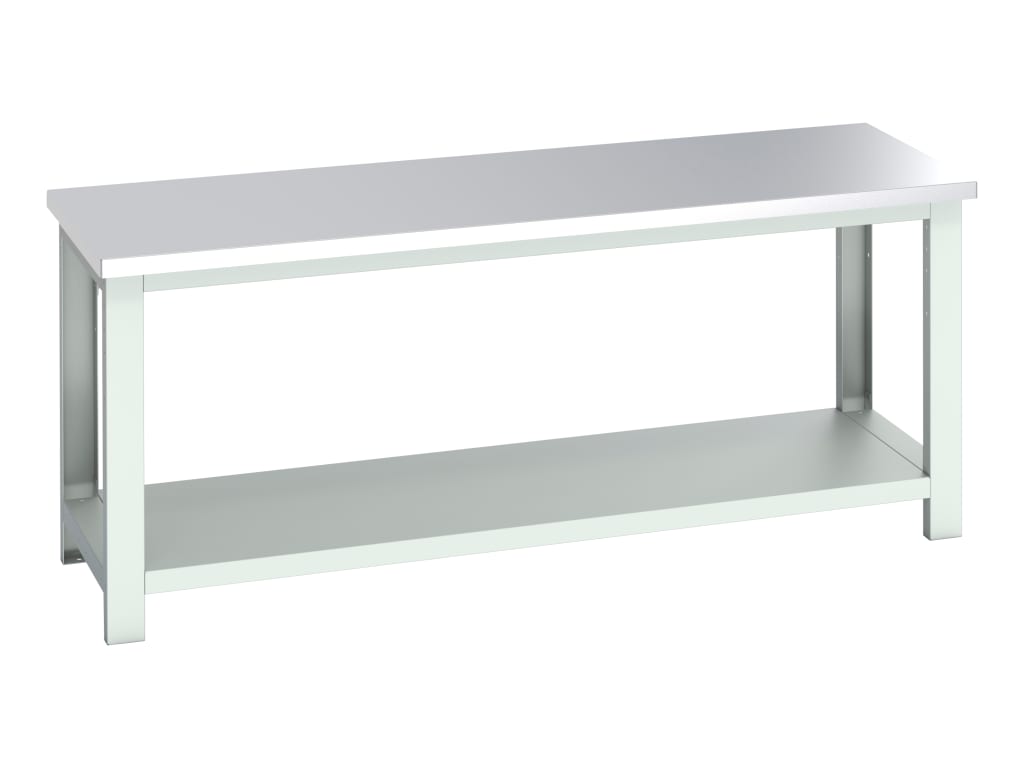 Cubio Bench with Shelf, Stainless Steel Clad Top 2000 x 750mm