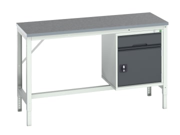 Verso Bench with Cupboard + Drawer, Lino Top 1500 x 600mm