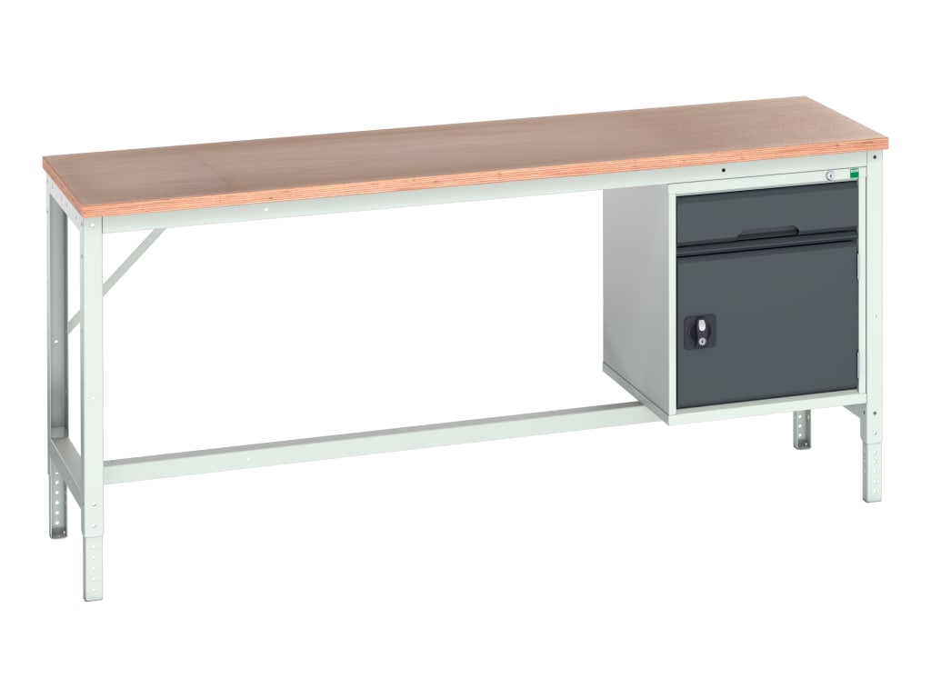 Verso Bench with Cupboard + Drawer, mpx Top 2000 x 600mm