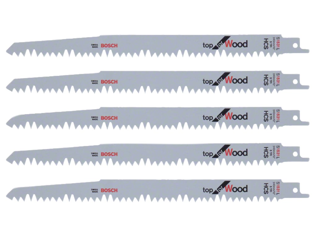 S 1531 L Top for Wood Reciprocating Saw Blade 240mm 5 TPI(Pack 5)