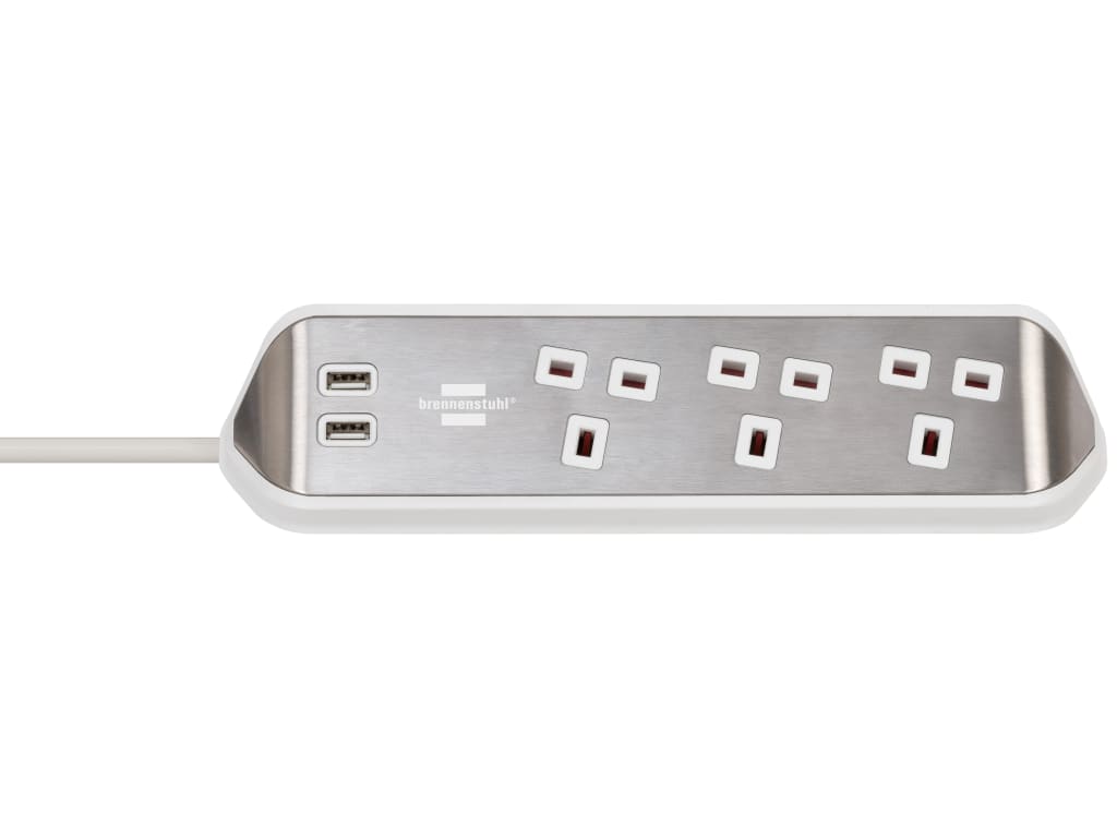 estilo Corner Extension Lead 240V 3-Gang 13A White 2m