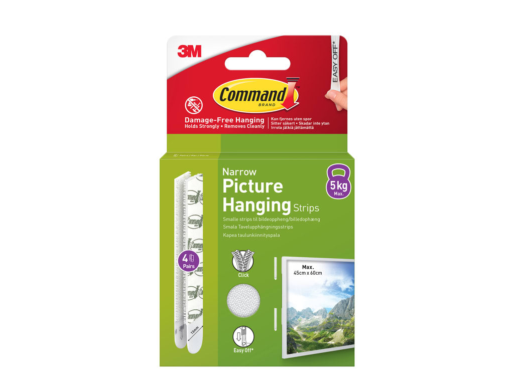 Picture Hanging Strips Narrow (4 Pairs)