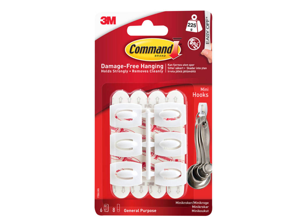 White Mini Hooks (Pack 6)