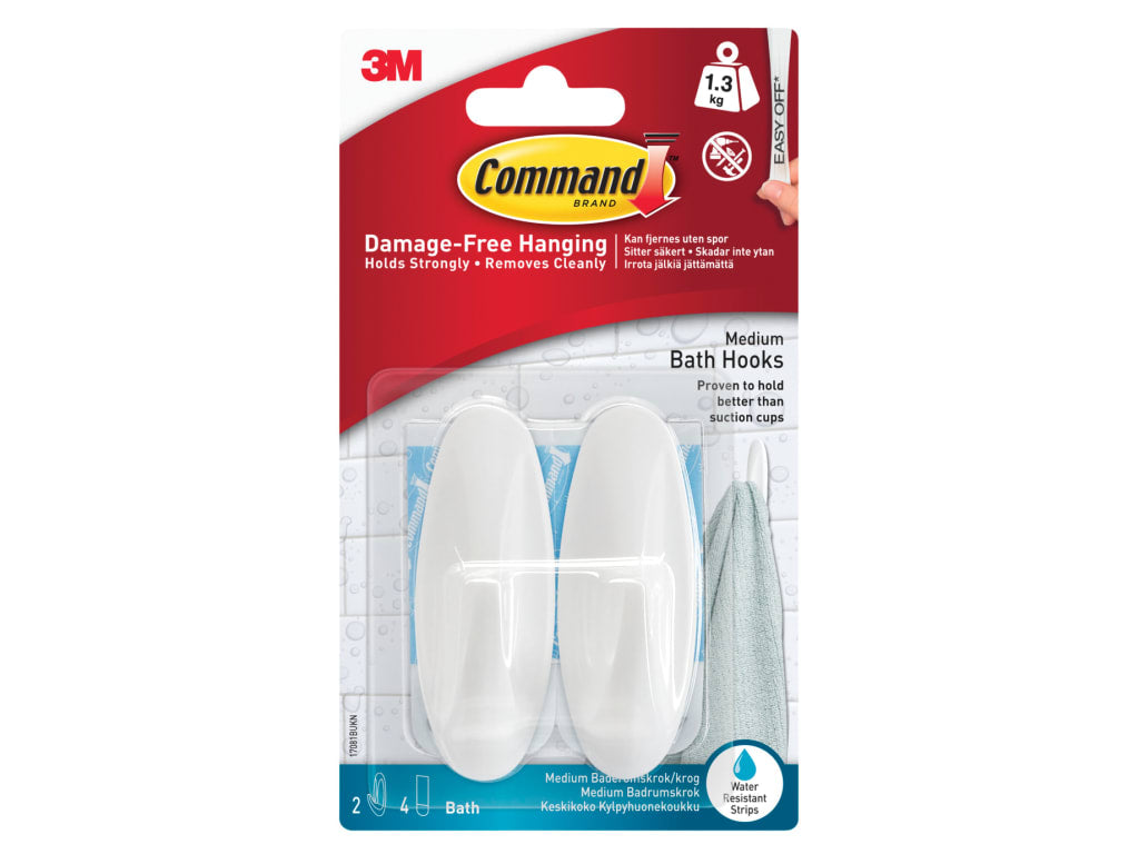 Medium Bathroom Hooks (Pack 2)