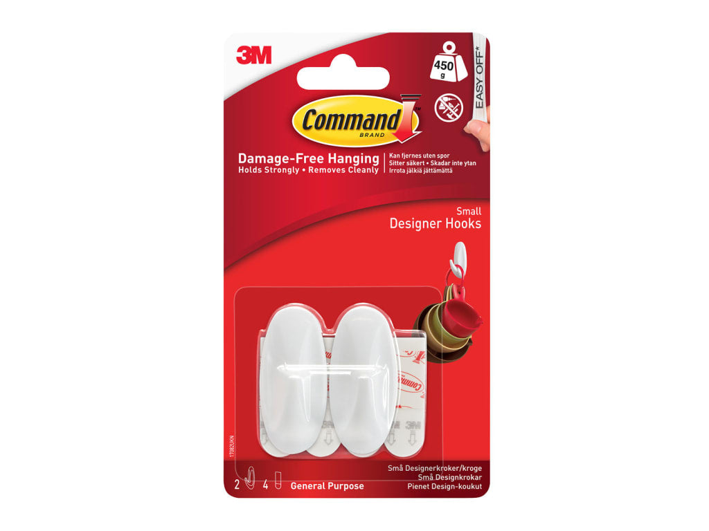 Small White Designer Hooks (Pack 2)