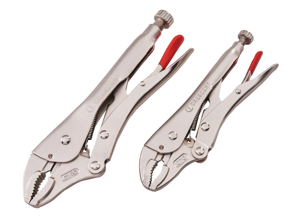 Curved Jaw Locking Pliers with Wire Cutter Set, 2 Piece