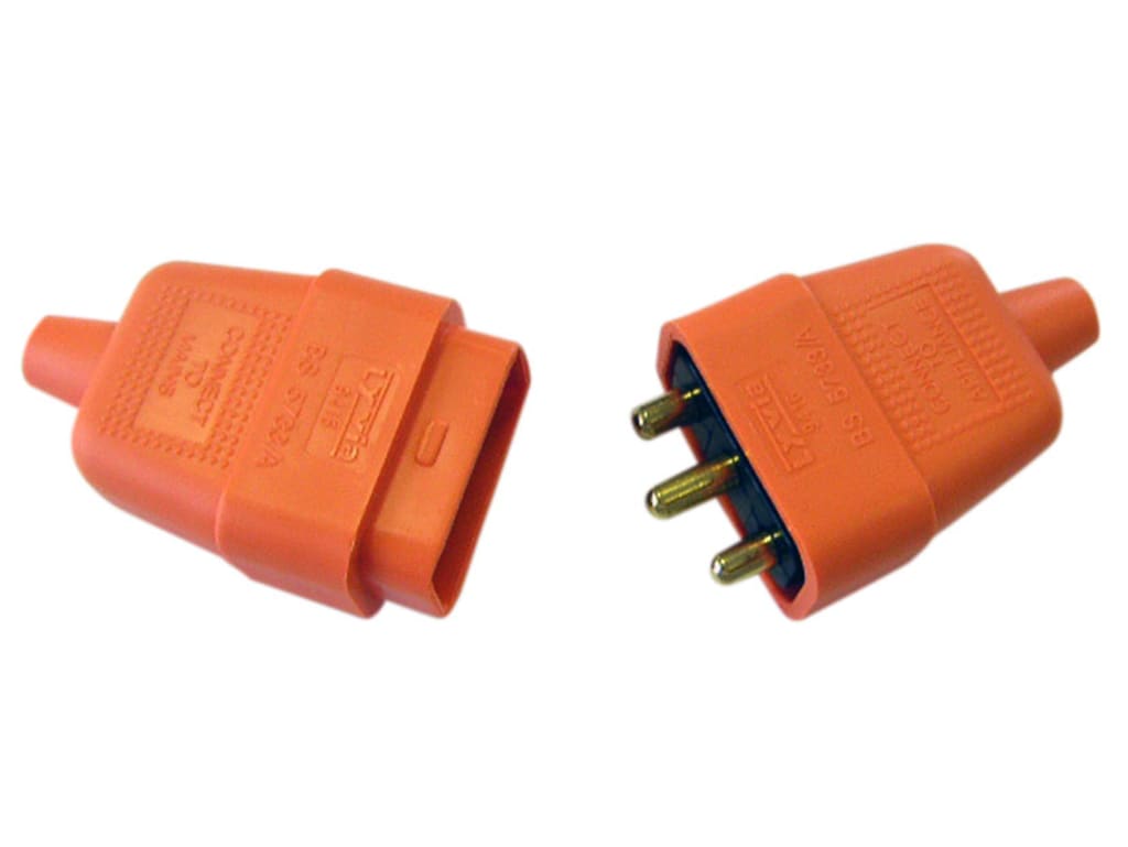 3 Pin Rubber Connector Plug 10A Orange