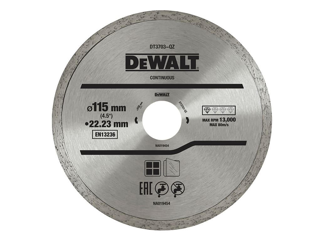 DT3711 Continuous Rim Diamond Cutting Disc 115 x 22.23mm