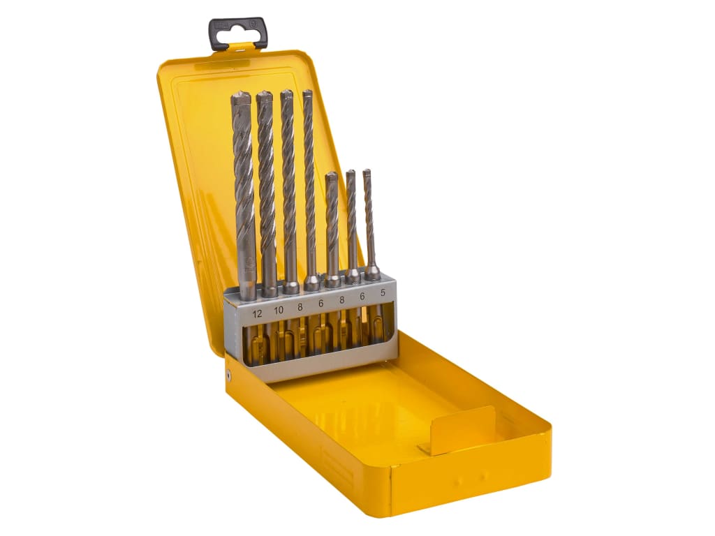 ELITE SDS+ Full Head Carbide 4 Cutter Drill Bit Set, 7 Piece