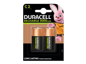 C Cell 3000Mah Rechargeable Batteries (Pack 2)