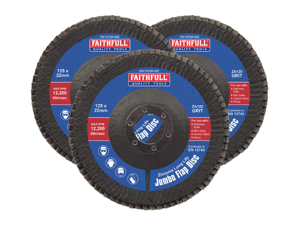 Zirconia Abrasive Jumbo Flap Disc 125 x 22mm 120 Grit (3 Pack)