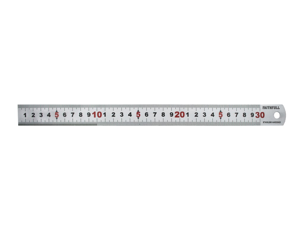 Matt Silver Measuring Rule 300mm