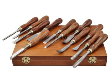 Wood Carving Chisels Set in Case, 12 Piece