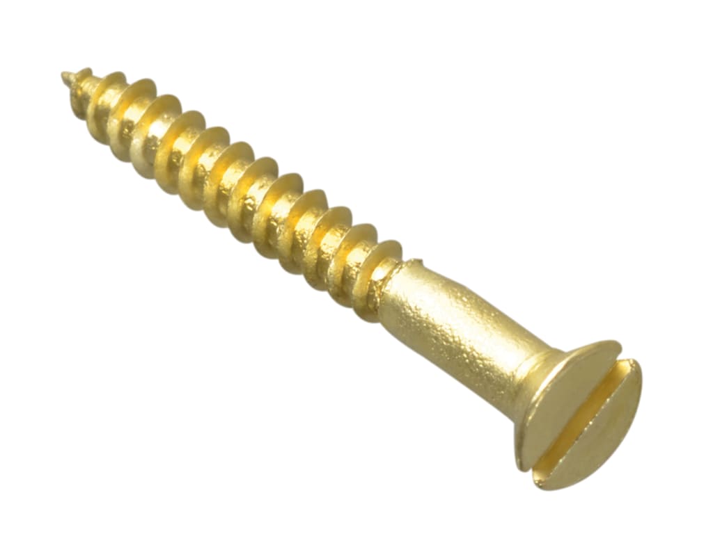 Wood Screw Slotted CSK Brass 1in x 4 ForgePack 35