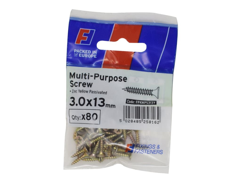 Multi-Purpose Pozi Screw CSK ST ZYP 3.0 x 13mm ForgePack 80