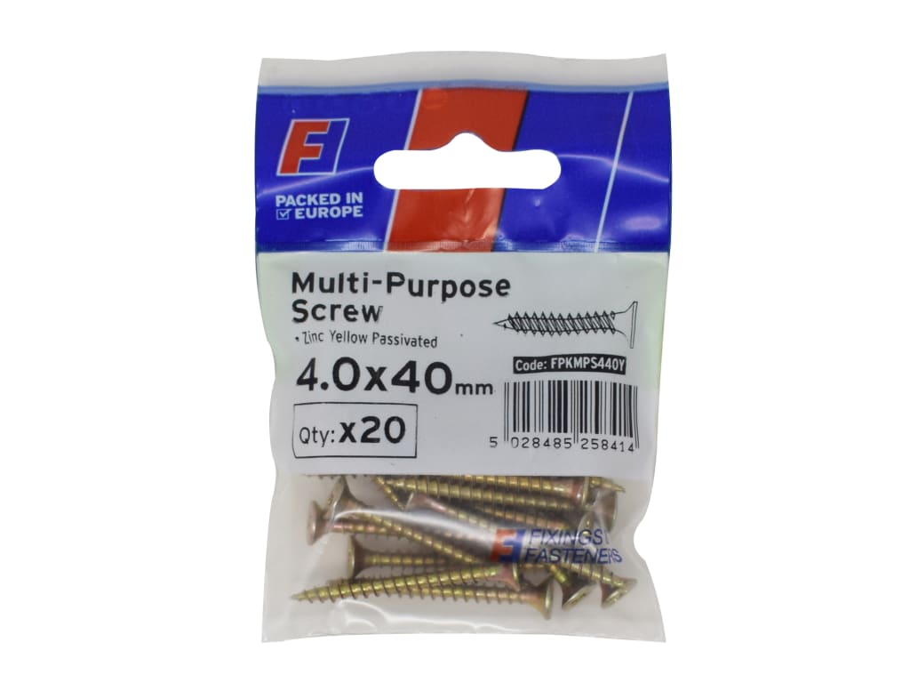 Multi-Purpose Pozi Screw CSK ST ZYP 4.0 x 40mm ForgePack 20