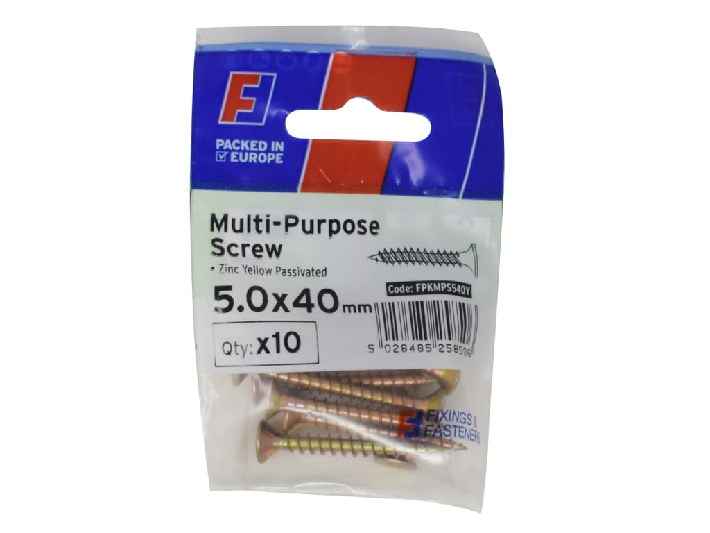 Multi-Purpose Pozi Screw CSK ST ZYP 5.0 x 40mm ForgePack 10
