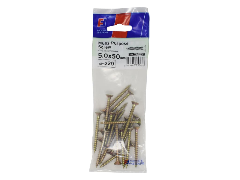 Multi-Purpose Pozi Screw CSK ST ZYP 5.0 x 50mm ForgePack 20