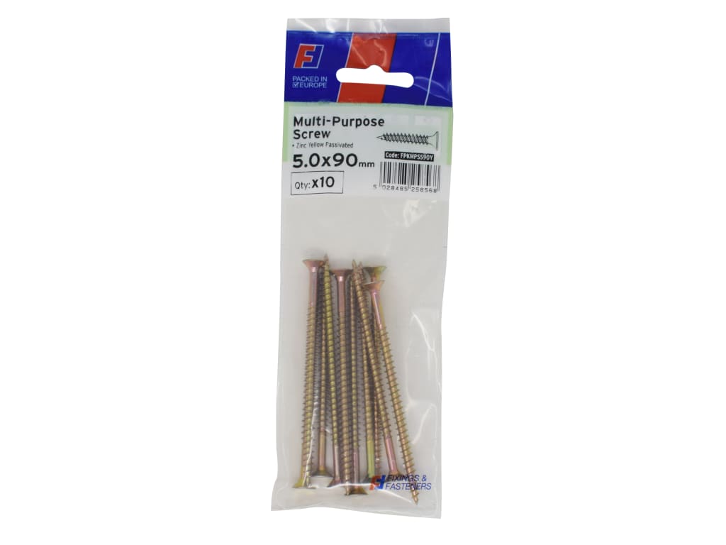 Multi-Purpose Pozi Screw CSK ST ZYP 5.0 x 90mm ForgePack 10