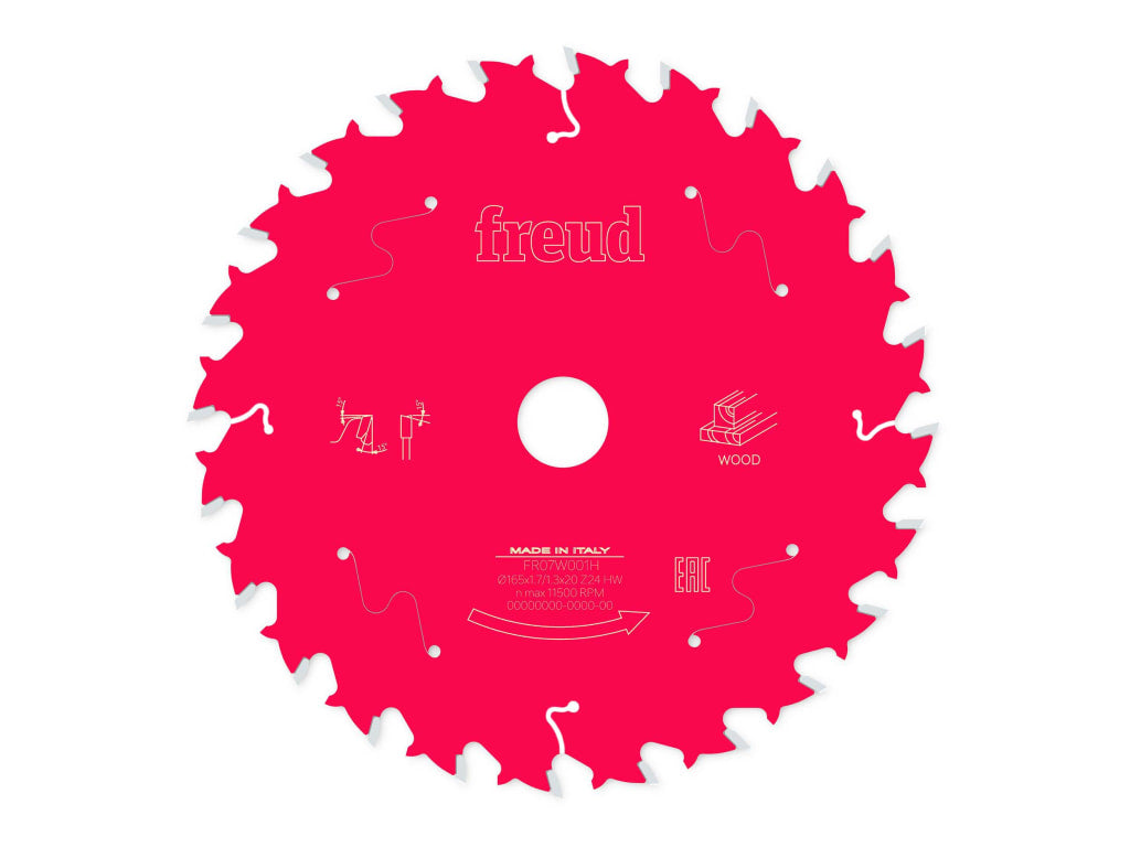 Wood Circular Saw Blade 165 x 20 x 1.7/1.3mm x 24T