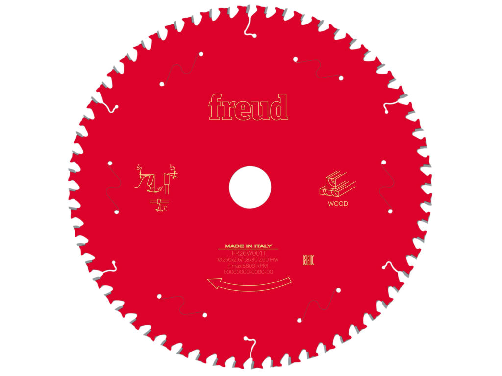 Wood Table Saw Blade 260 x 30 x 2.6/1.8mm x 60T