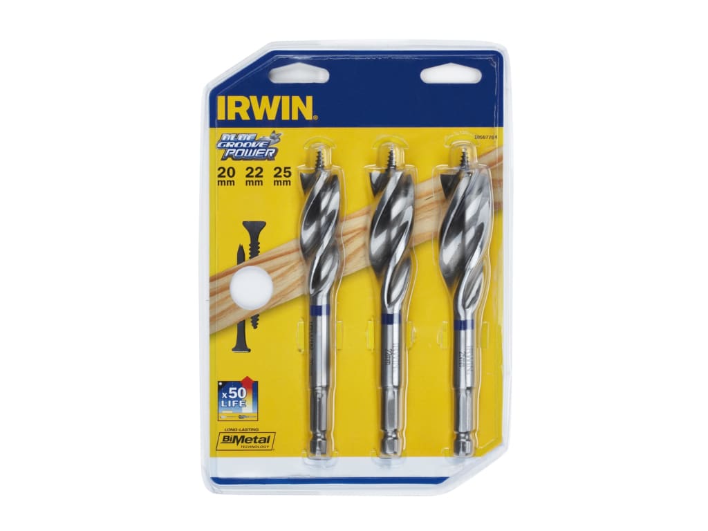 Blue Groove Wood Power Bit Set, 3 Piece