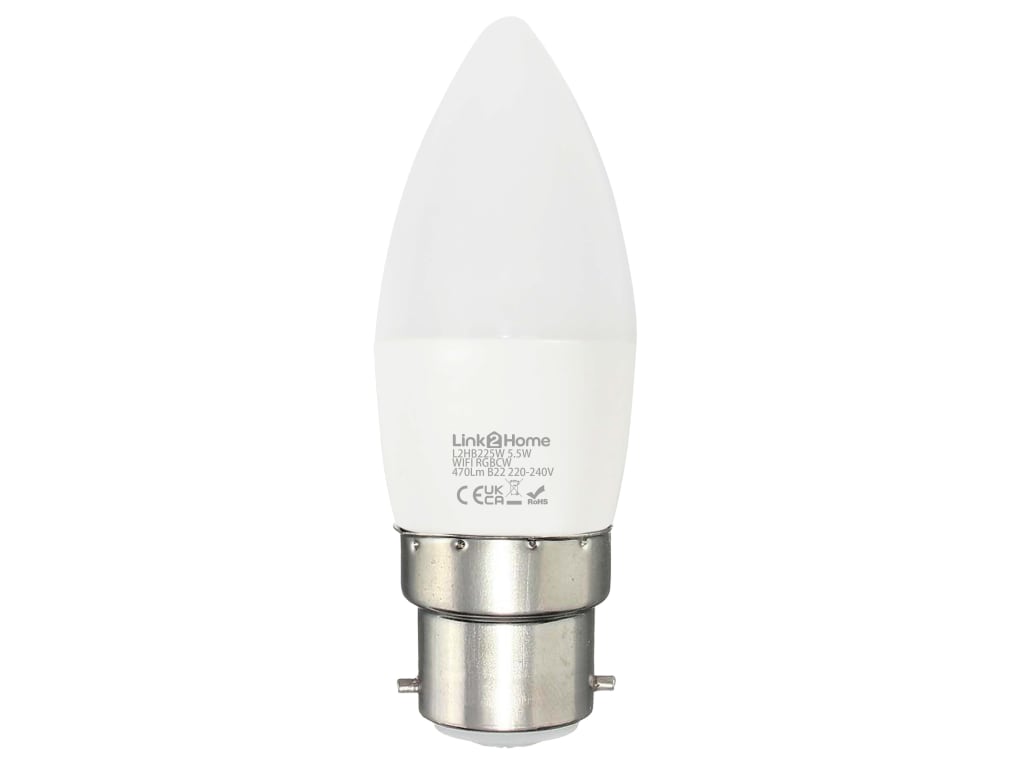 Wi-Fi LED BC (B22) Opal Candle Dimmable Bulb, White + RGB 470 lm 5.5W