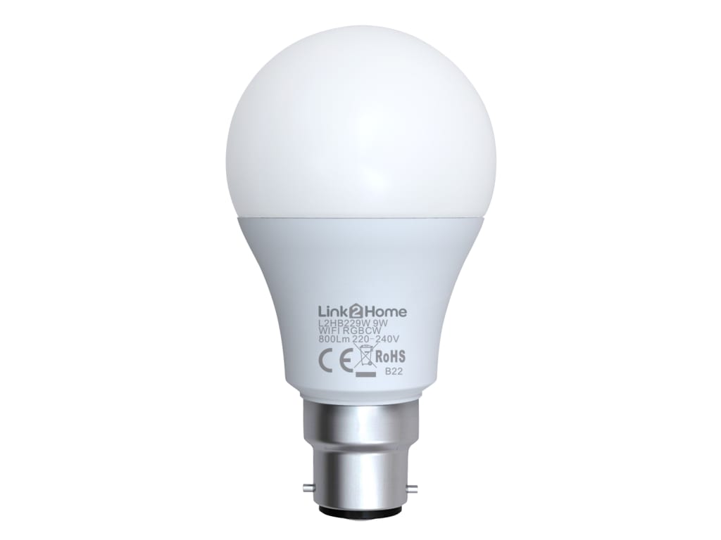 Wi-Fi LED BC (B22) Opal GLS Dimmable Bulb, White + RGB 800 lm 9W