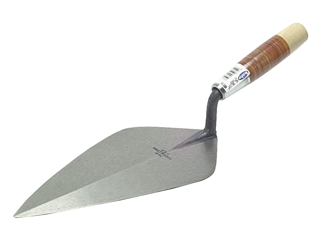 34L Wide London Pattern Brick Trowel Leather Handle 12in