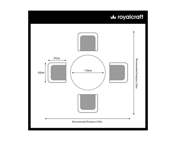 Malaga 4 Seater Stacking Dining Set, MorgansOsw
