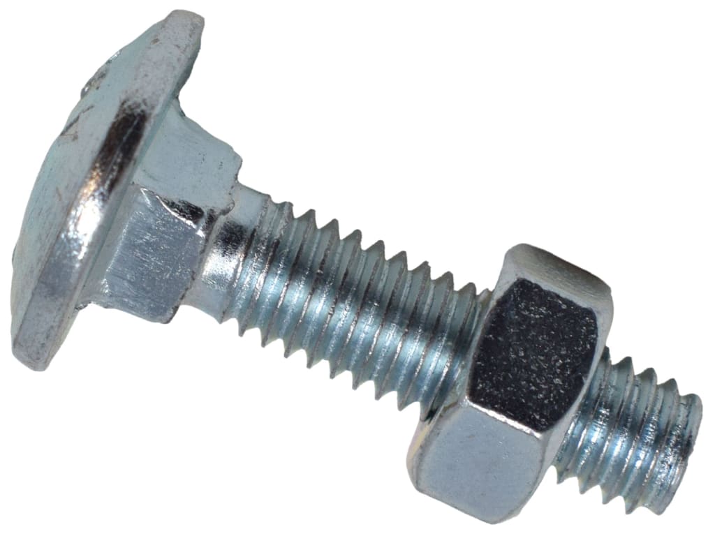 Cup Square Hex Bolt & Nut ZP M6 x 25mm Box 50