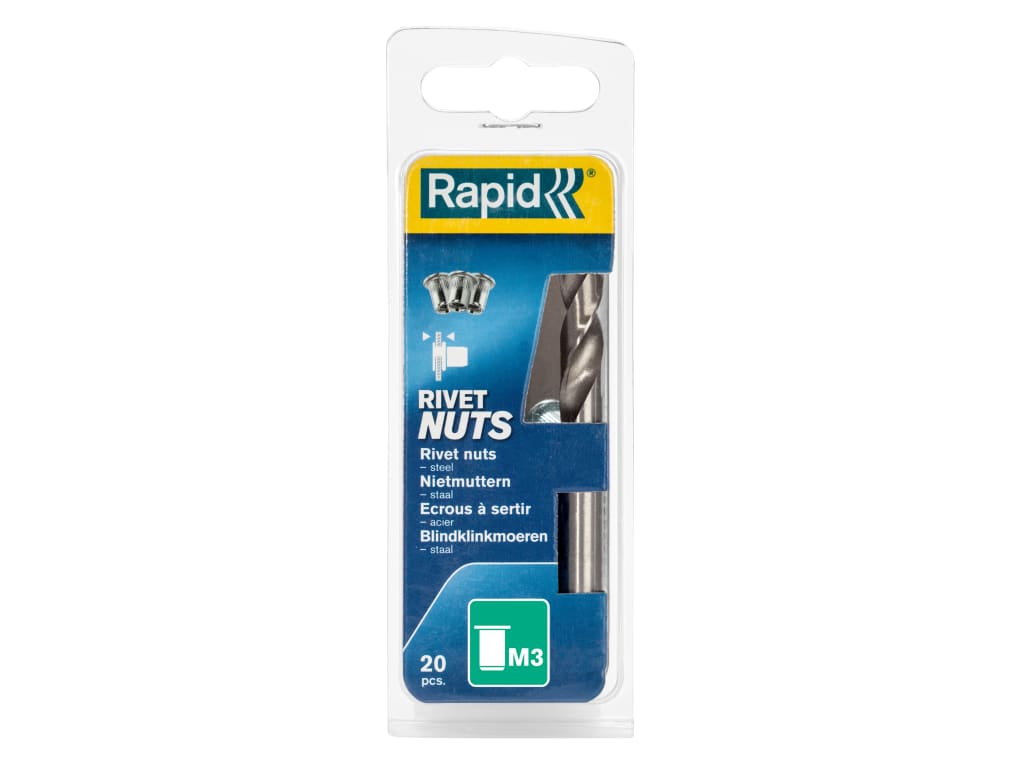 Steel Rivet Nuts M3 (Pack 20 + Free Drill Bit)