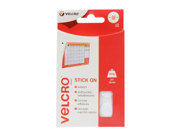 VELCRO® Brand Stick On Coins 16mm x 16 Sets White