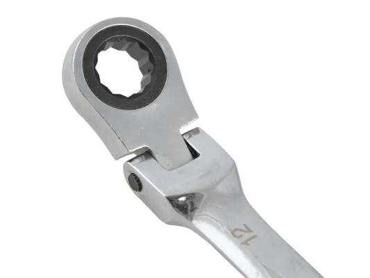 Close-up of a ratchet wrench on a white background