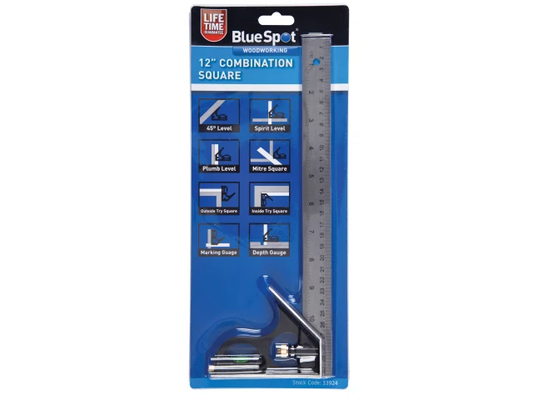 BlueSpot 12-inch combination square in packaging on a white background