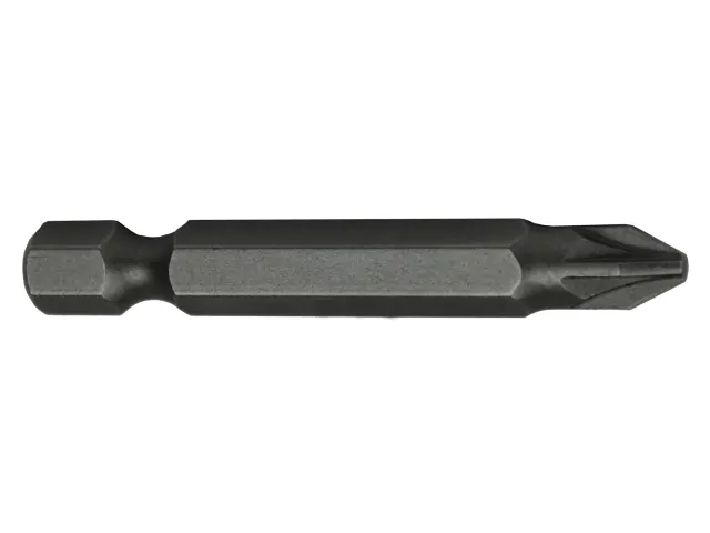 Black drill bit on a white background