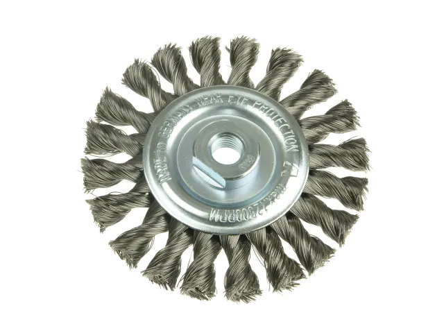 Wire brush wheel on a white background