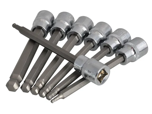Set of drill bits on a white background