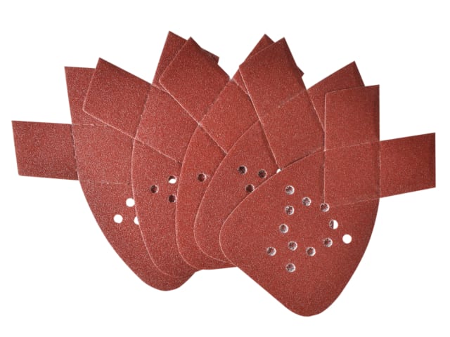 Set of sandpaper sheets with varying grits on a white background