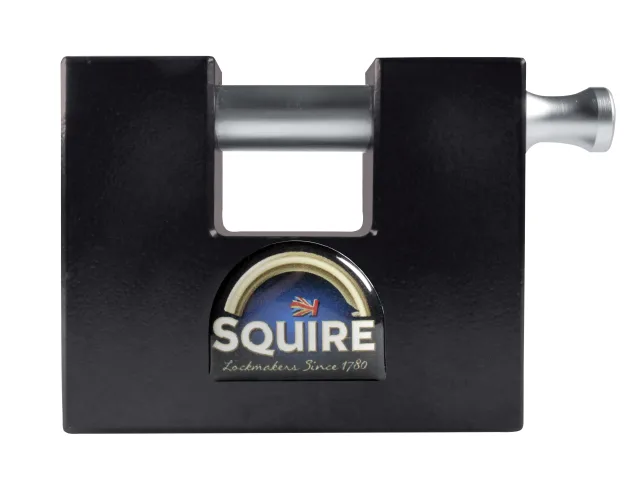 Black Squire padlock on a white background