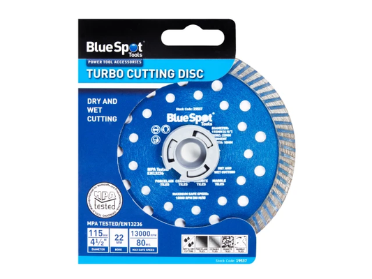 BlueSpot Turbo Cutting Disc with packaging on a white background