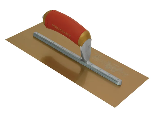 Plastering trowel with red handle on a white background