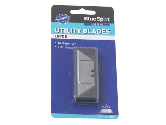 BlueSpot utility blades packaging with a single blade visible on a white background