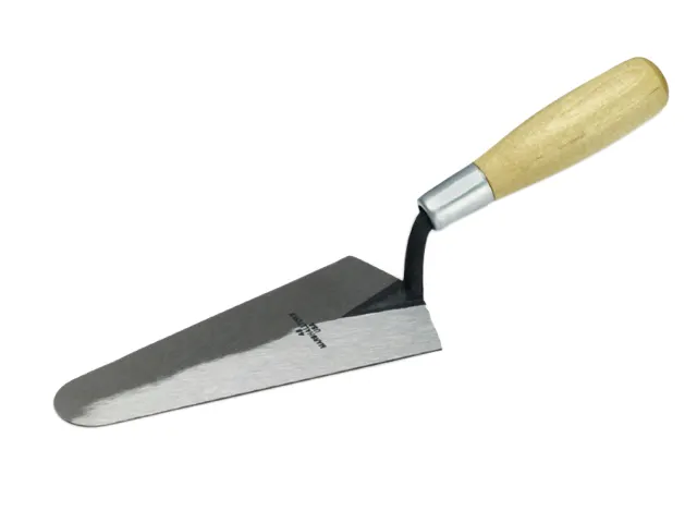 Trowel with wooden handle on a white background