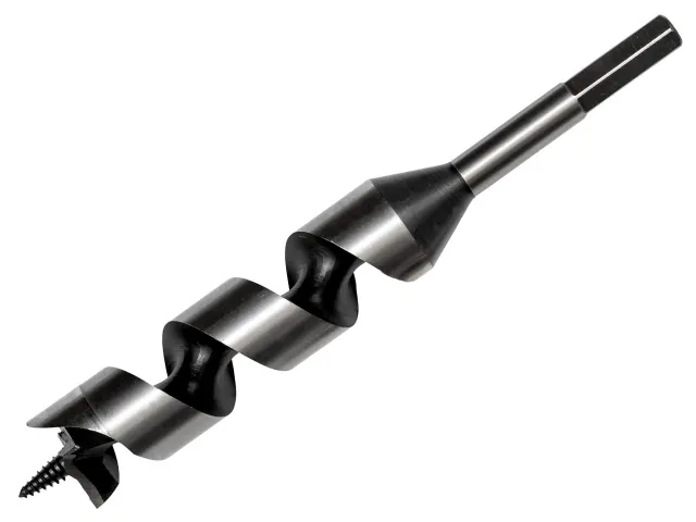 Metal drill bit on a white background