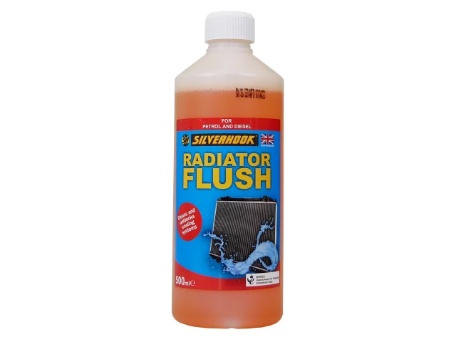 Bottle of Silverhook Radiator Flush on a white background