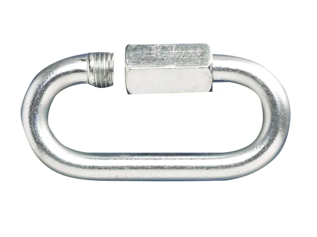 Metal carabiner on a white background